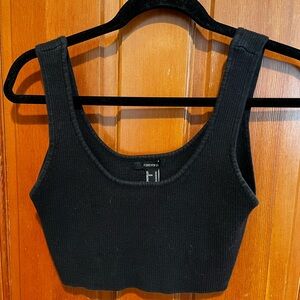 Forever 21 Black Ribbed Crop Top